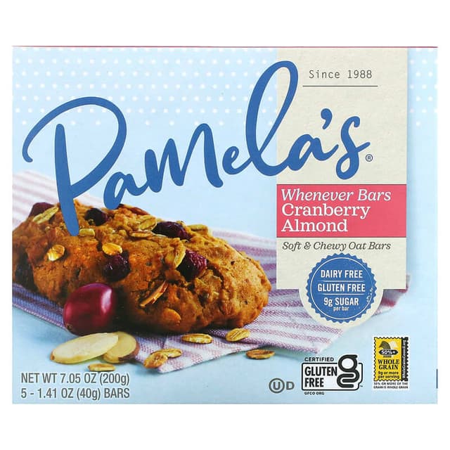 Is it Milk Free? Pamelas Whenever Bars Oat Cranberry Almond