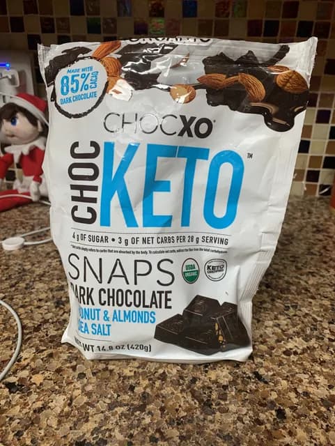 Is it Egg Free? Chocxo Choc Keto Snaps Dark Chocolate Coconut & Almonds + Sea Salt