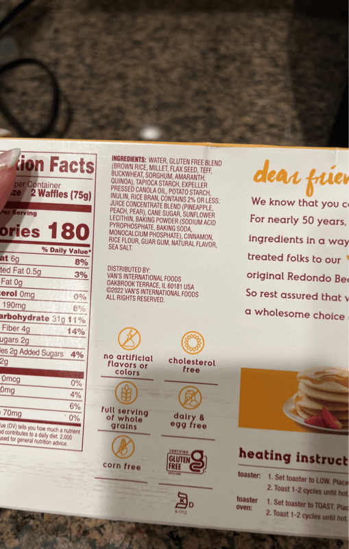 Is it Lactose Free? Van's Gluten Free Ancient Grains Waffles