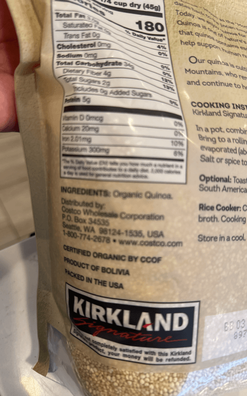 Is it Egg Free? Kirkland Signature Organic Quinoa