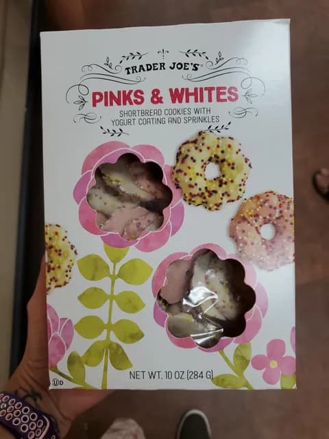 Is it Egg Free? Trader Joe's Pink & Whites Shortbread Cookies With Yogurt Coating And Sprinkles