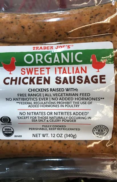 Is it Egg Free? Trader Joe’s Organic Sweet Italian Chicken Sausage