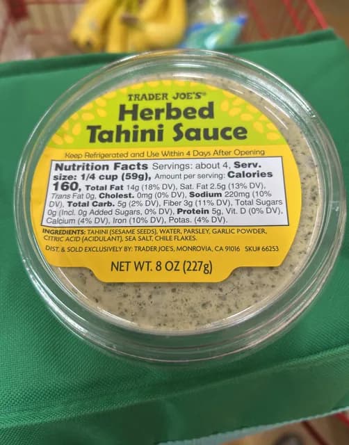 Is it Soy Free? Trader Joe's Herbed Tahini Sauce