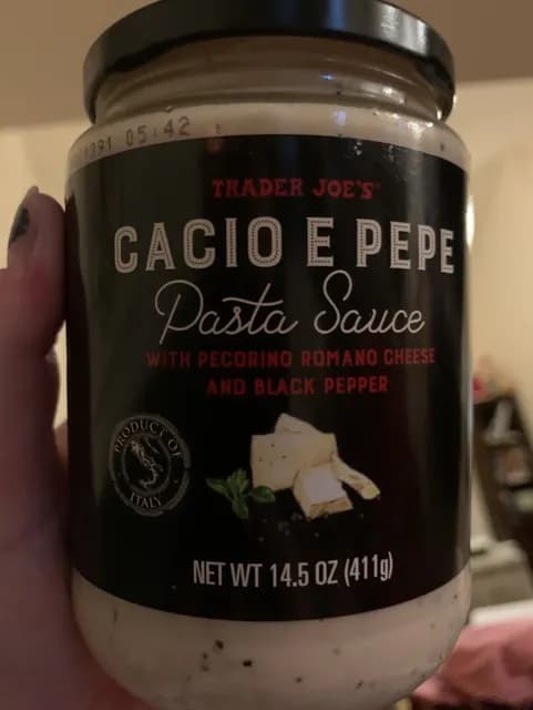 Is it Egg Free? Trader Joe's Cacio E Pepe Pasta Sauce With Pecorino Romano Cheese And Black Pepper