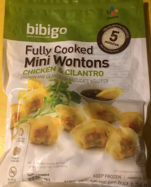 Is it Egg Free? Cj Foods Bibigo Fully Cooked Chicken & Cilantro Mini Wontons