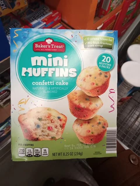 Is it Egg Free? Baker’s Treat Mini Muffins Confetti Cake