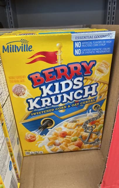 Is it Egg Free? Millville Berry Kid's Krunch Sweetened Corn & Oat Cereal