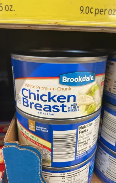 Is it Soy Free? Brookdale Chicken Breast Extra Lean White Premium Chunk With Rib Meat In Water