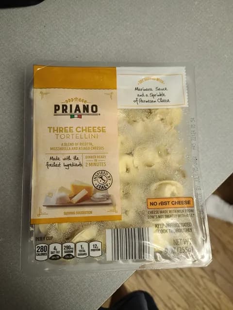 Is it Soy Free? Priano Three Cheese Tortellini A Blend Of Ricotta, Mozzarella And Asiago Cheeses