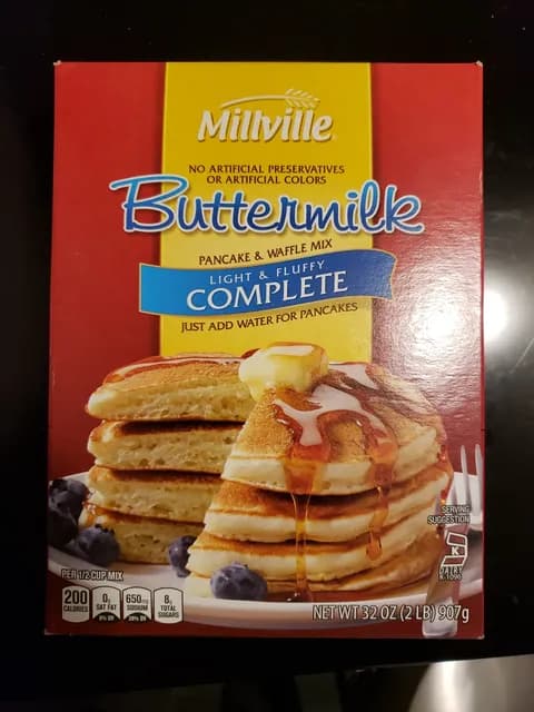 Is it Soy Free? Millville Light & Fluffy Complete Buttermilk Pancake & Waffle Mix