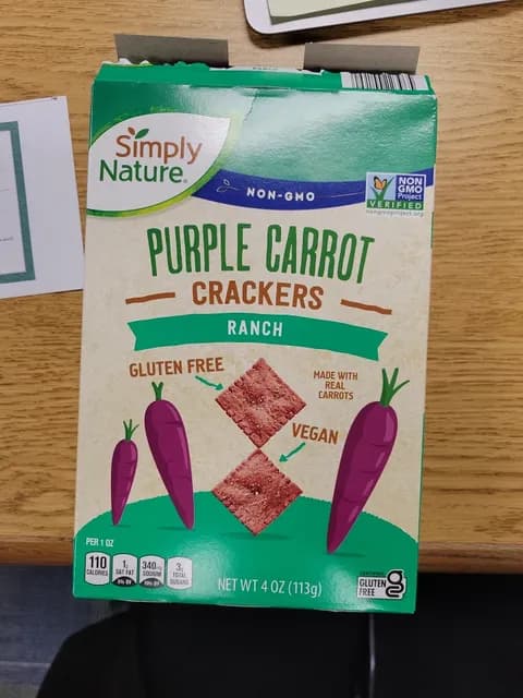 Is it Egg Free? Simply Nature Purple Carrot Ranch Crackers