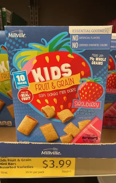 Is it Soy Free? Millville Kids Fruit & Grain Strawberry Soft Baked Mini Bars