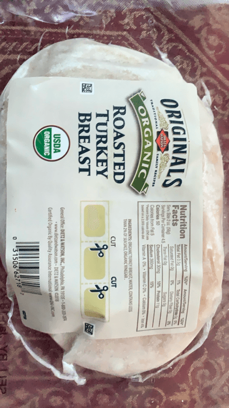 Is it Egg Free? Dietz & Watson Originals Organic Roasted Turkey Breast