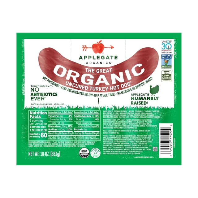 Is it Soy Free? Applegate The Great Organic Uncured Turkey Hot Dog